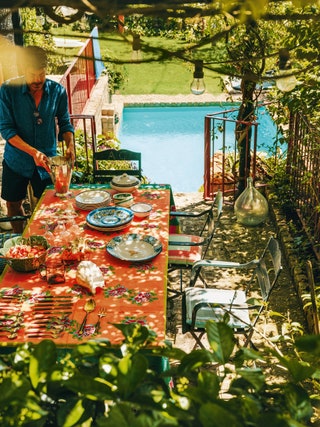 In the artist Sergio Roger's Art Nouveau apartment high in the hills above Barcelona the terrace is decorated with a...