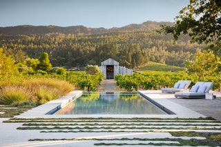 Image may contain Water Outdoors Pool Tree Plant Building Swimming Pool Nature Hotel and Land